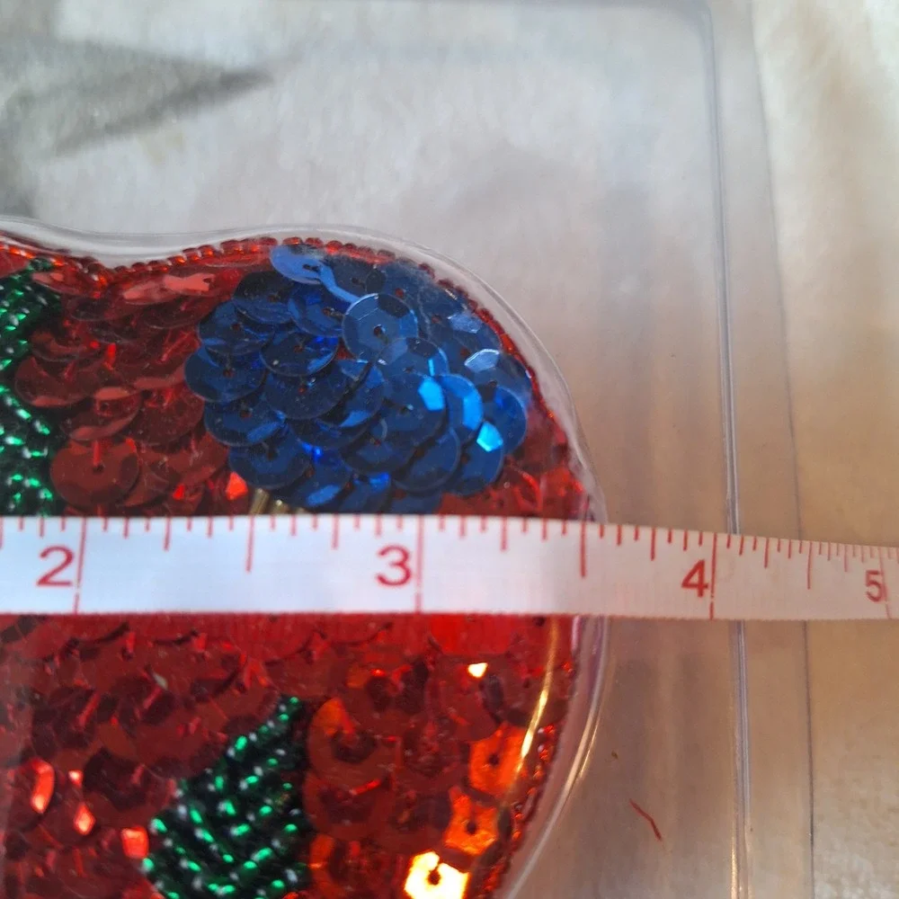 Vintage Sequined Satin Multicolor‎ Heart Box Jewelry Trinket 3.5x3 inches